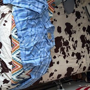 Wrangler Light Blue Checkered Western Shirt